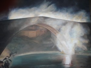 Embrasement du pont roman Nyons